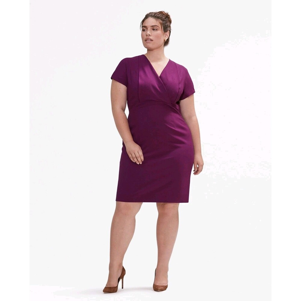 MM Lafleur Emma Sheath Dress in Deep Plum sz 14W Office Career Minimalist